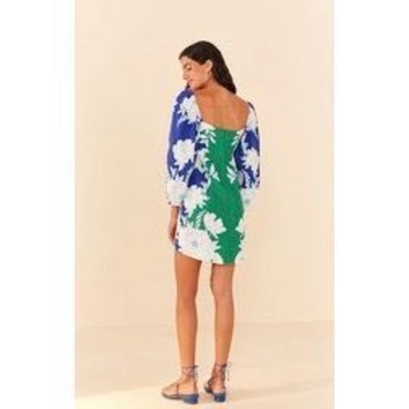 Farm Rio Soft Garden Puff-Sleeve Mini Dress Small $190 - Picture 2 of 7